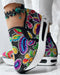 Floral Pattern Embroidery Mesh Sneakers black&multicolor