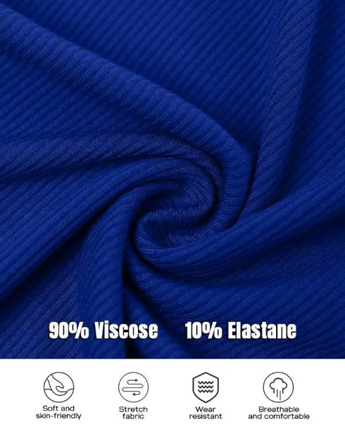 O-Neck Sleeveless Basic Slim Fit Skinny Tank Casual Top(Without Pads) blue