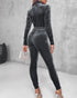 Velvet Off Shoulder Beaded Jumpsuits Elegant Long Sleeve Overalls with Elastic Waistbelt gray