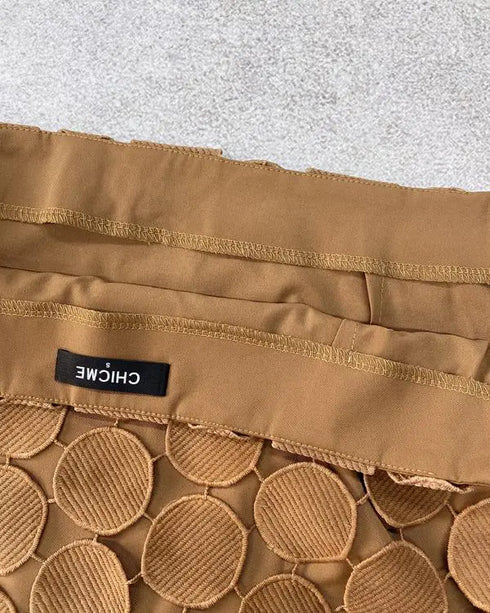 Hollow-out Boho Tassel Slim Fit Bodycon Long Skirt khaki