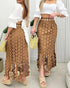 Hollow-out Boho Tassel Slim Fit Bodycon Long Skirt khaki