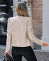 Jacquard & Argyle Pattern Open Front Jacket Casual Crop Coat champagne