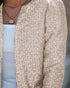 Jacquard & Argyle Pattern Open Front Jacket Casual Crop Coat champagne