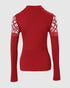 Mock Neck Long Sleeve Rhinestone Decor Top Wine red
