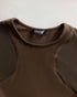 Metal Decor V-Neck Long Sleeve Sexy Hollow-out Slim Fit Top brown