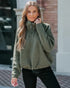 Stand Collar Zipper Design Casual Sweatshirt Army green