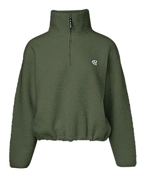 Stand Collar Zipper Design Casual Sweatshirt Army green