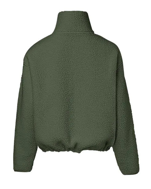 Stand Collar Zipper Design Casual Sweatshirt Army green