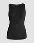 Contrast Lace V Neck Sleeveless Knit Top Casual Slim Fit Tank black