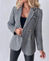 Houndstooth Pattern Double Breasted Blazer With Belt blackwhite