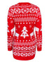 Christmas Reindeer Mixed Pattern Crewneck Long Sleeve Dress Pullover Slim Fit Sweater Dress red