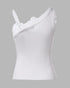 2 Pack Solid 3D Flower Tank Top Asymmetrical Neck Sleeveless Casual Ribbed Knit Camisole style6
