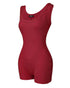 Ribbed U-Neck Yoga Romper Workout One Piece Seamless Tank Top Jumpsuit red