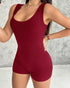 Ribbed U-Neck Yoga Romper Workout One Piece Seamless Tank Top Jumpsuit red