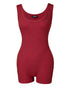 Ribbed U-Neck Yoga Romper Workout One Piece Seamless Tank Top Jumpsuit red