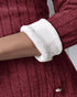 Polo V-Neck Long Sleeve Fleece Lined Bodycon Dress Slit Button Decor Ribbed Mini Dress Wine red