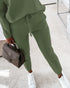 2 Piece Faith Geometric Print Outfit Long Sleeve Skew Neck Pullover Tops Stretchy Waist Pants Set Tracksuit green