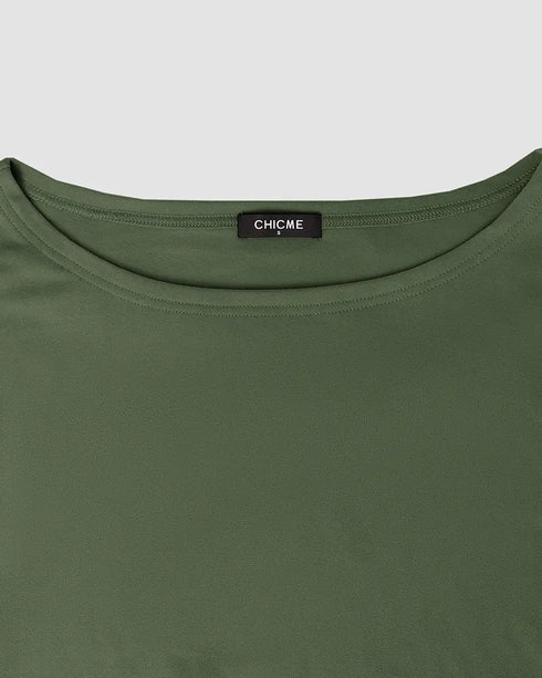 2 Pieces Outfit NOPE. not today Slogan Print Skew Neck Long Sleeve Pullover Top and Casual Drawstring Stretchy Waist Slim Fit Pants Set green