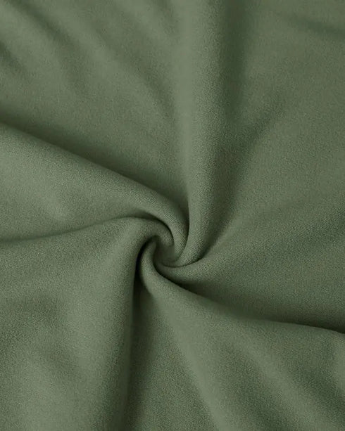 2 Pieces Outfit Long Sleeve Skew Neck Pullover Top and Drawstring Elastic Waist Slim Fit Pants Set green