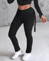 Drawstring Slit Pocket Design Sweatpants black