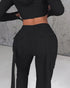 Drawstring Slit Pocket Design Sweatpants black