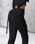 Drawstring Slit Pocket Design Sweatpants black