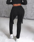 Drawstring Slit Pocket Design Sweatpants black