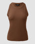 O-Neck Sleeveless Basic Slim Fit Skinny Tank Casual Top(Without Pads) coffee