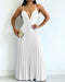 Deep V Neck Adjustable Spaghetti Straps Backless Pleated Dress Elegant Zipper Side Tie Back Maxi Dress white