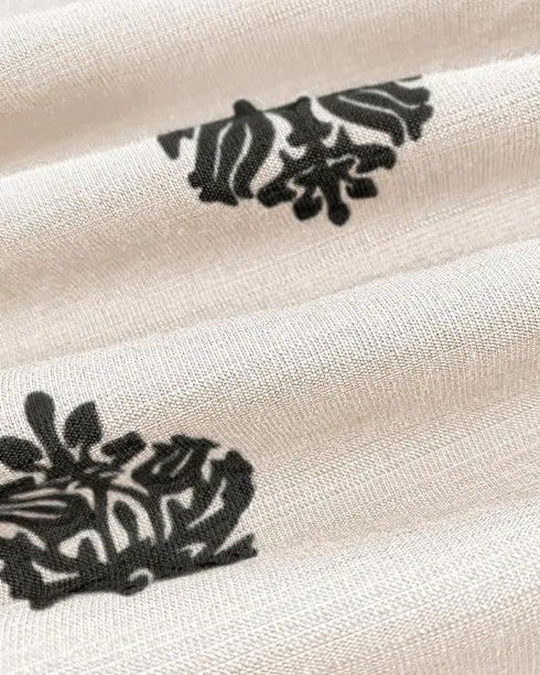 Floral Print V Neck Long Sleeve Blouse Casual Loose Fit Top Apricot