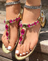Rhinestone Almond Toe Heel Clip-On Low Heeled-Sandals gold