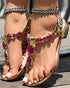 Rhinestone Almond Toe Heel Clip-On Low Heeled-Sandals gold
