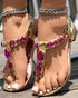 Rhinestone Almond Toe Heel Clip-On Low Heeled-Sandals gold
