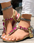 Rhinestone Almond Toe Heel Clip-On Low Heeled-Sandals gold
