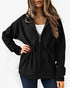 Long Sleeve Waist Drawstring Hooded Coat Casual Loose Fit Cardigan Jacket with Pockets black