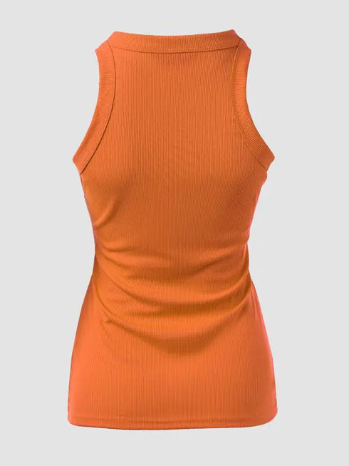 Eyelash Print Casual Tank Top orange