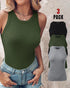 3-Pack Knit Round Neck Thick Strap Racerback Tank Tops(Without Pads) style2