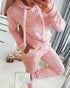 Beaded Hooded Top & Drawstring Pants Set pink