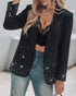 Shawl Collar Long Sleeve Button Design Blazer Casual Open Front Work Office Jackets Blazer black