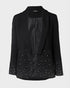 Rhinestone Decor Shawl Collar Long Sleeve Blazer Coat black
