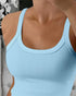Scoop Neck Spaghetti Strap Ribbed Top Casual Sleeveless Slim Fit Tank sky blue