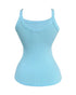 Scoop Neck Spaghetti Strap Ribbed Top Casual Sleeveless Slim Fit Tank sky blue