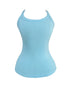 Scoop Neck Spaghetti Strap Ribbed Top Casual Sleeveless Slim Fit Tank sky blue