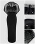 2 Pieces Outfit Detachable & Adjustable Spaghetti Straps Zipper Back Slit Slim Fit Maxi Dress and Rhinestone & Pearls Decor High Neck Zipper Back Sheer Mesh Poncho Cape black