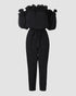 Off Shoulder Frill Hem Tied Detail Jumpsuit black