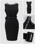 Halter Thick Strap Chic 3D Floral Dec Slim Fit Dress black
