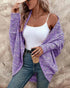 Colorful Waffle Knit Open Front Coat Batwing Long Sleeve Cardigan purple