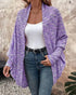Colorful Waffle Knit Open Front Coat Batwing Long Sleeve Cardigan purple