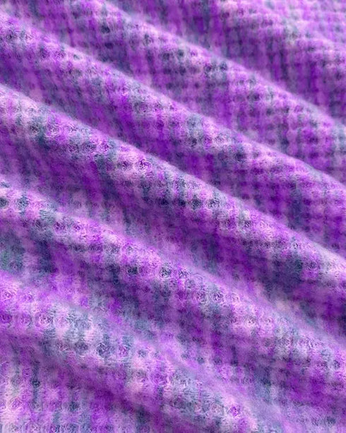 Colorful Waffle Knit Open Front Coat Batwing Long Sleeve Cardigan purple