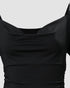 Sparkly Sequin Bowknot Decor Cowl Neck Long Sleeve Bodycon Dress Backless Party Dress black